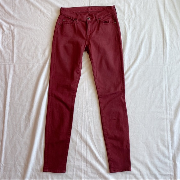 7 For All Mankind burgundy skinny jeans
